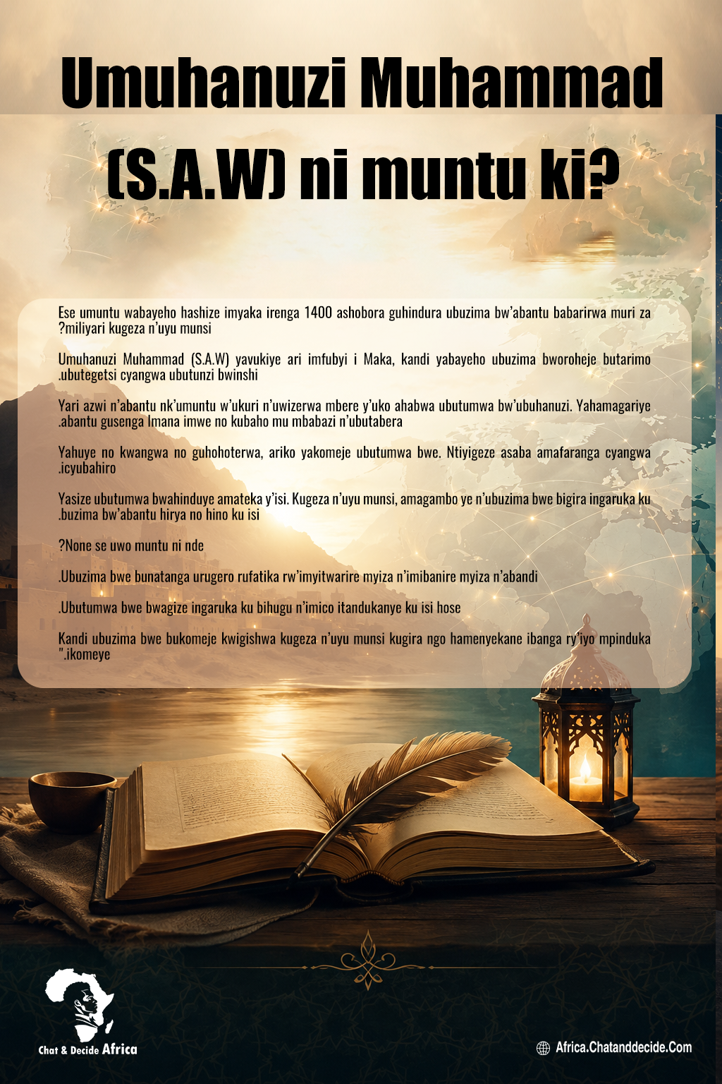 Umuhanuzi Muhammad (S.A.W) ni muntu ki?