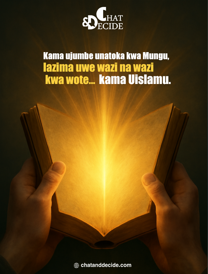 Kama ujumbe unatoka kwa Mungu, lazima uwe wazi na wazi kwa wote... kama Uislamu.