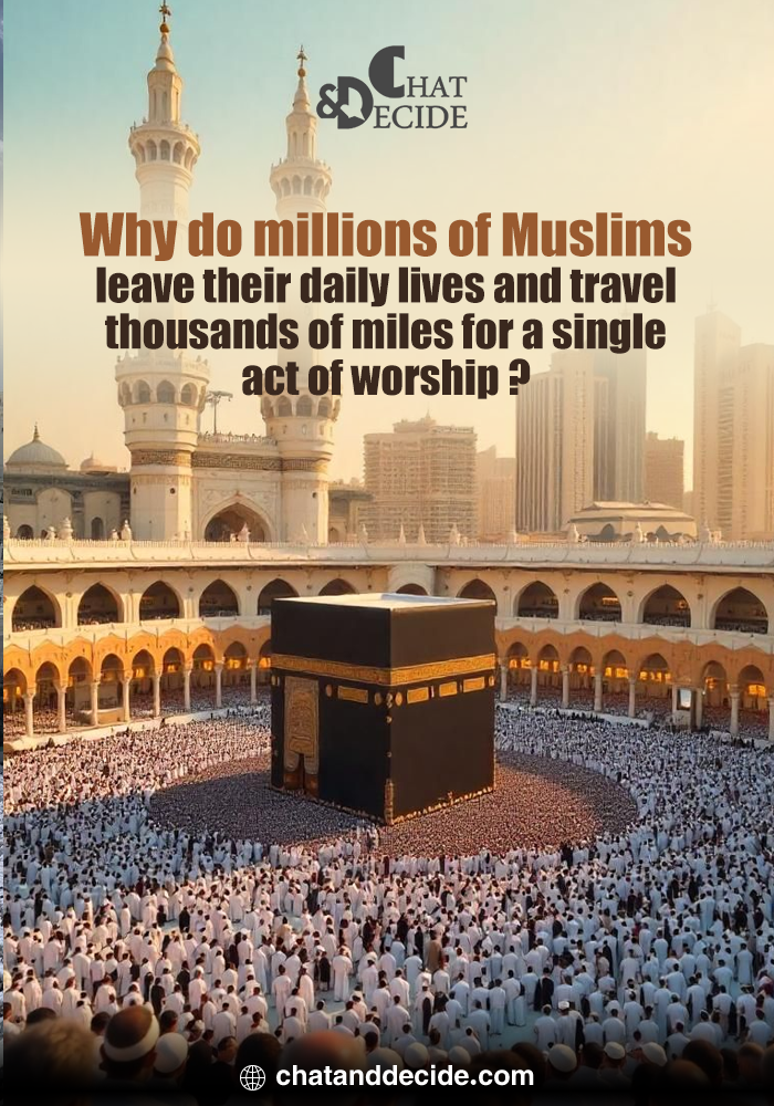 Why do millions of Muslims  leave their daily lives and travel thousands of miles for a single act of worship ?